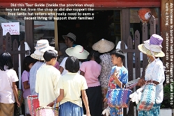 Myanmar Tour Guide buying provisions. Shop at Lake Inle jetty.  Asiahomes.com Travels and Tours